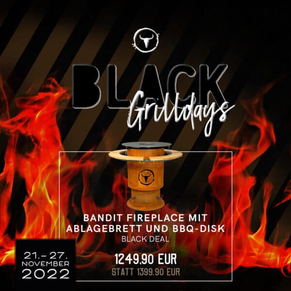 Moesta Pizzacover Bandit Fireplace mit Ablagebrett und BBQ-Disk Black Deal